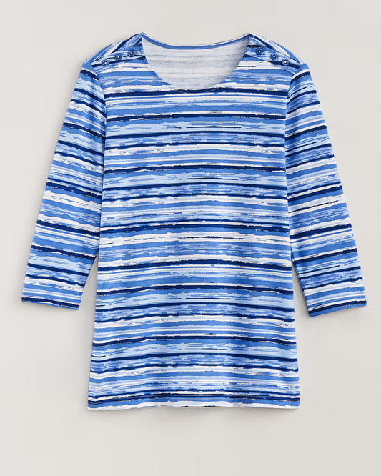 BLAIR Women's Tops Essential Knit Button-Trim Top 1 (Petite) - x3