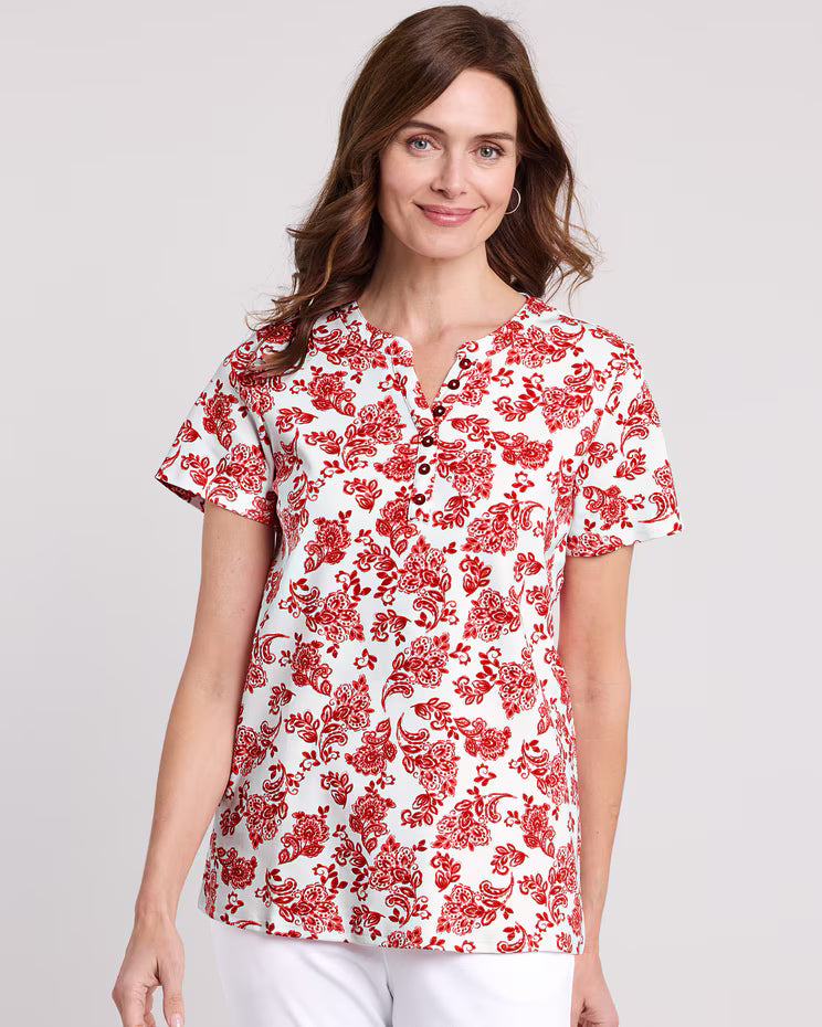 BLAIR Women's Tops Essential Knit Short Sleeve Henley 1 (Misses) - x4