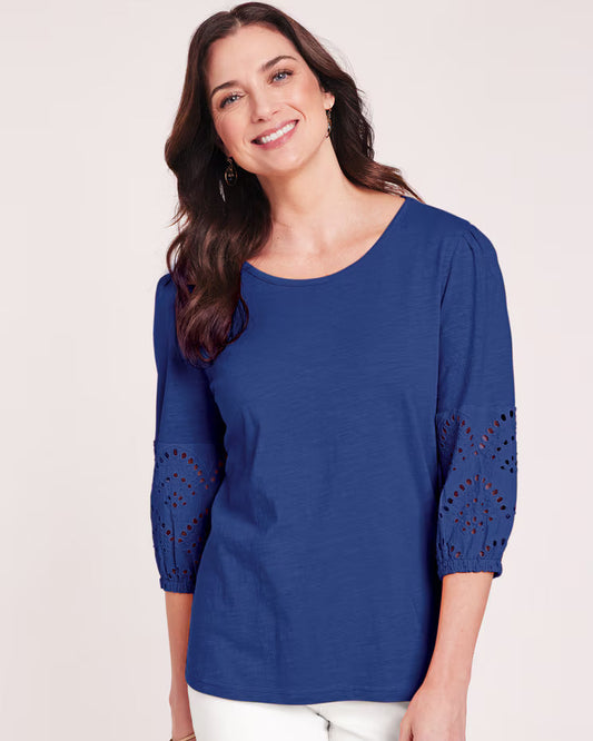 BLAIR Women's Tops Eyelet Textured Slub Knit Top (Misses) - x3