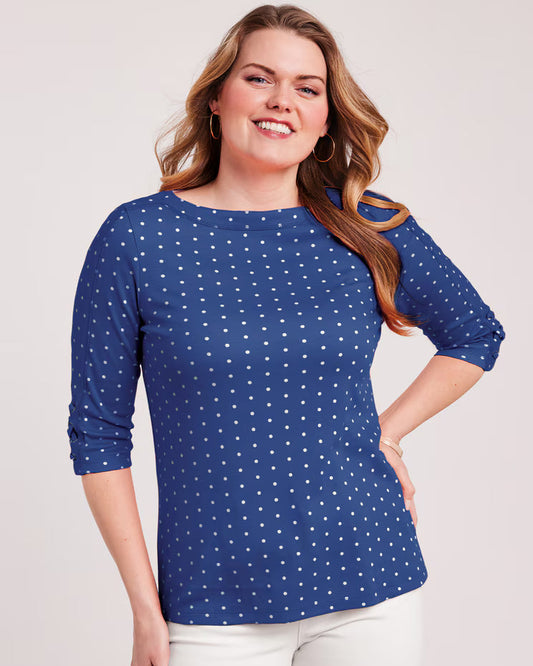 BLAIR Women's Tops Three-Quarter Sleeve Criss-Cross Sailor Top 1 (Misses) - x4