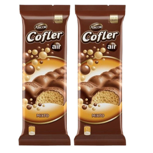 Pampa Direct Cofler Air Mixto Chocolate Aireado Milk Chocolate Bar Filled with Airy White Chocolate, 55 g / 1.94 oz ea (pack of 2 bars)
