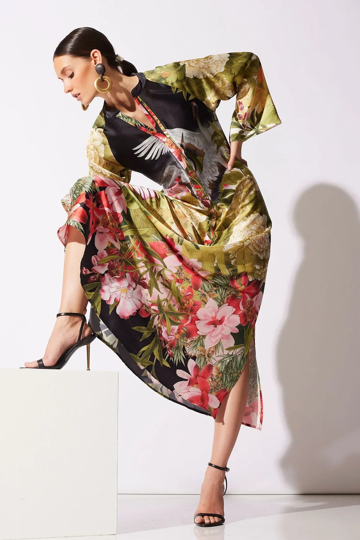 NATORI Crane Zip Caftan