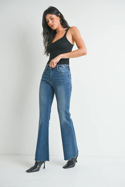 Ruby & Jenna Women's Just Black- Flare With Hem Detail