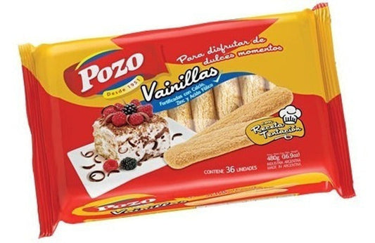 Pampa Direct Pozo Vainillas Galletitas Soft Sprinkled Sugar Cookies Vanilla Flavor Classic Argentinian Vintage Cookies, 444 g / 15.7 oz (36 units)