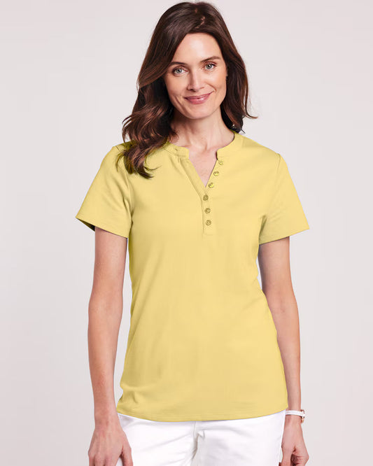 BLAIR Women's Tops Essential Knit Short Sleeve Henley (Women Plus) - x4