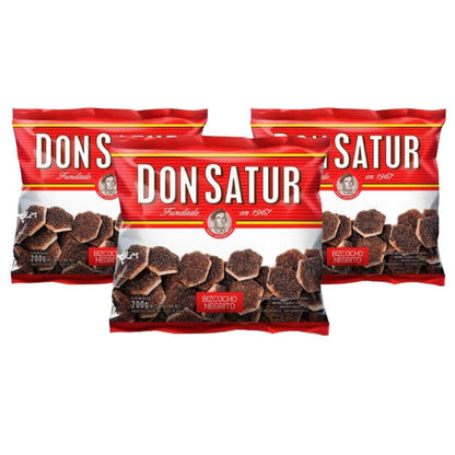 Pampa Direct Don Satur Classic Sweet Biscuits Bizcochos Negros Tortita Negra Azúcar Morena, 200 g / 7.1 oz (pack of 3)