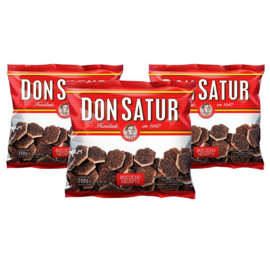 Pampa Direct Don Satur Classic Sweet Biscuits Bizcochos Negros Tortita Negra Azúcar Morena, 200 g / 7.1 oz (pack of 3)
