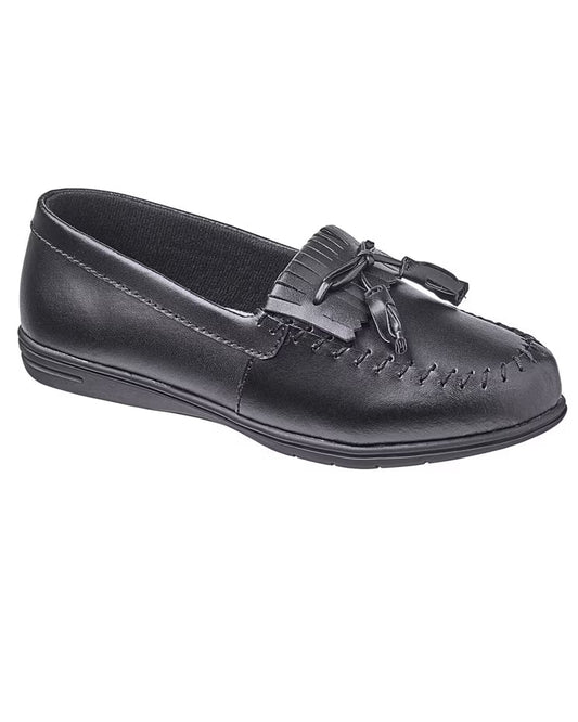 BLAIR Womens's Shoes Dr. Max Leather Kiltie Tassel Loafers (Black) - x2