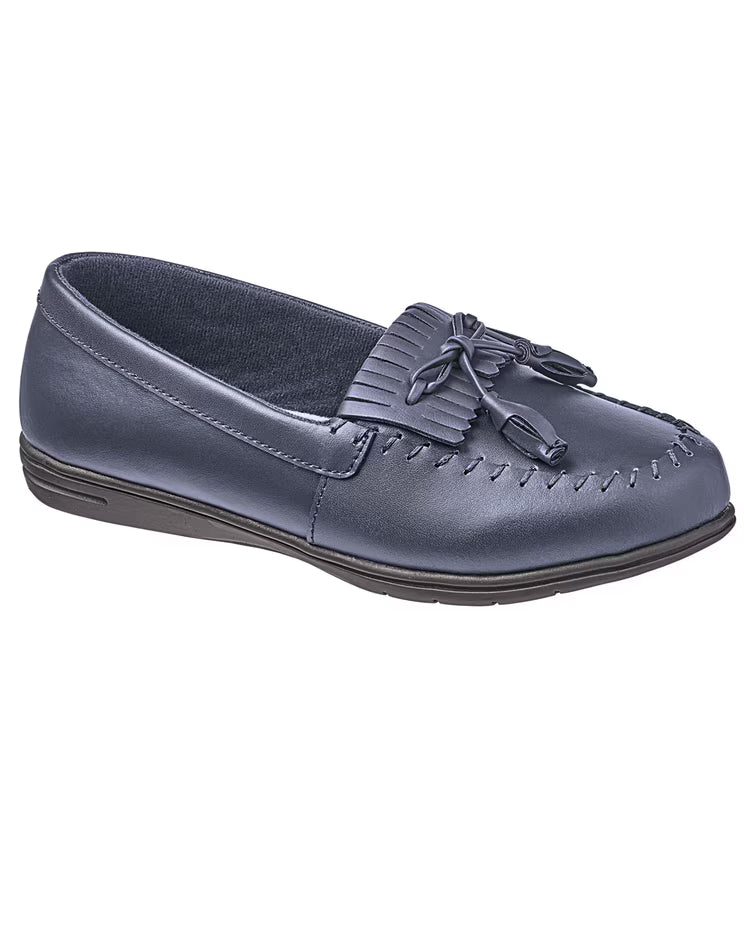 BLAIR Womens's Shoes Dr. Max Leather Kiltie Tassel Loafers (Navy) - x2