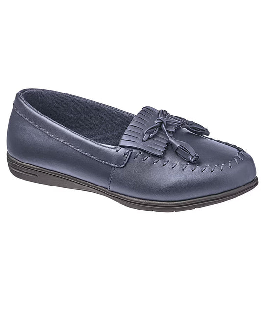 BLAIR Womens's Shoes Dr. Max Leather Kiltie Tassel Loafers (Navy) - x2
