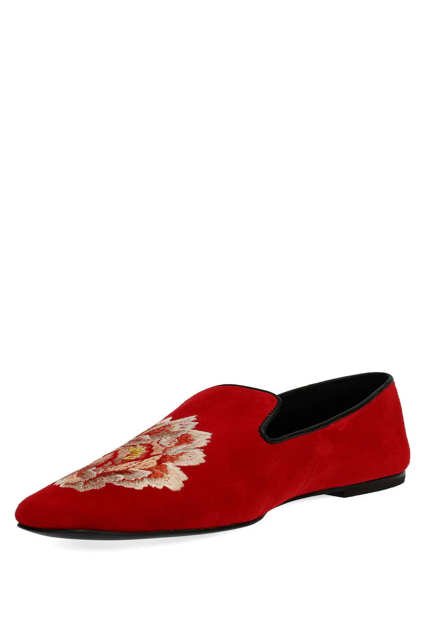 Natori Edda Suede Embroidered Loafer