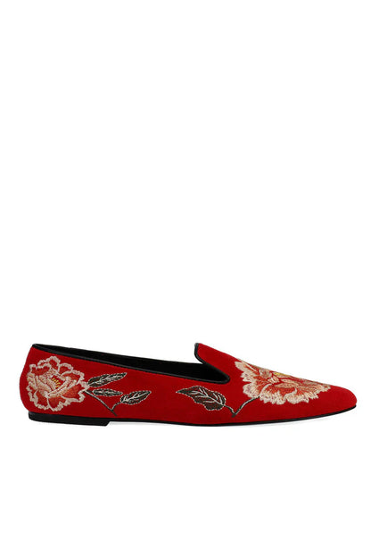Natori Edda Suede Embroidered Loafer