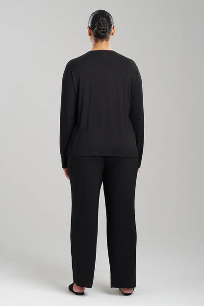 Natori Feathers Essentials Lenzing Ecovero Viscose Lace Applique PJ - Black