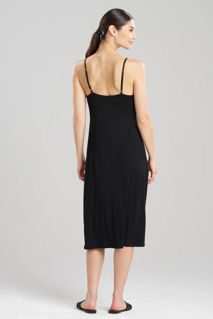 Natori Feathers Essentials Lenzing Ecovero Viscose Lace Slip Dress - Black