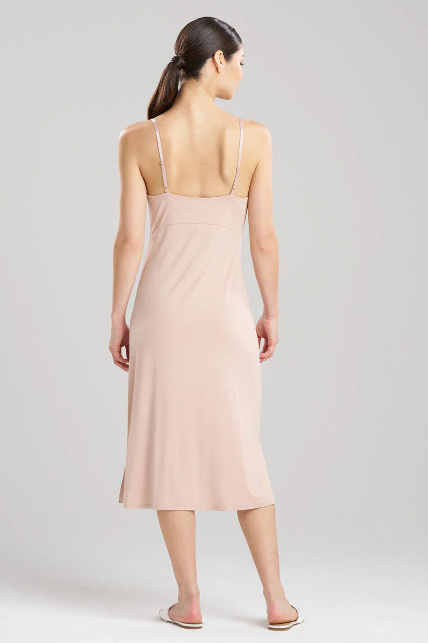 Natori Feathers Essentials Lenzing Ecovero Viscose Lace Slip Dress - Café