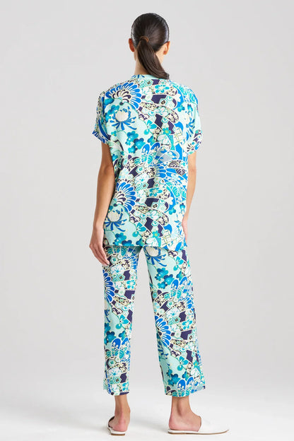 Natori Fusion Fans Challis Short Sleeve PJ - Blue