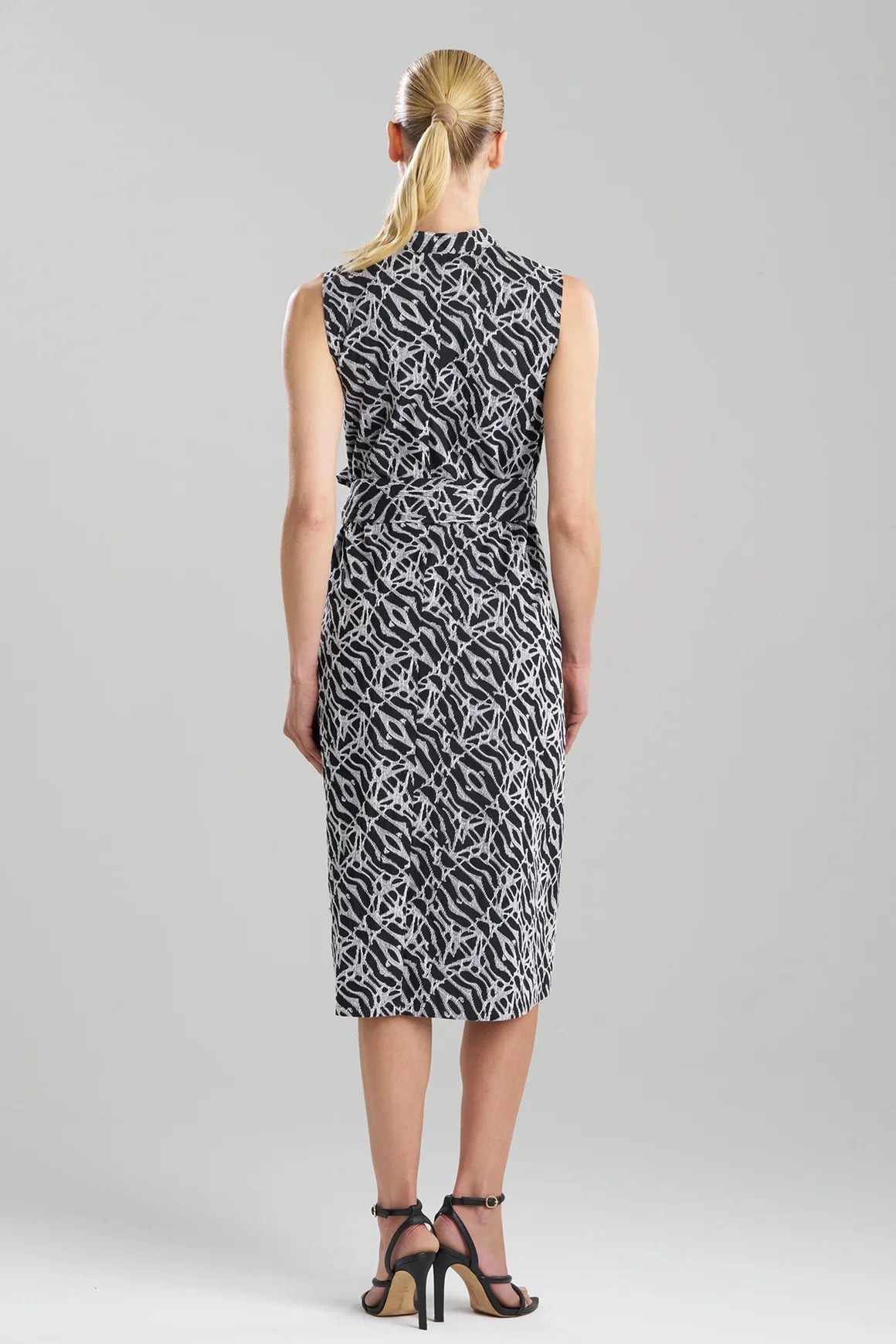 NATORI Geo Embroidered Cotton Poplin Mandarin Dress