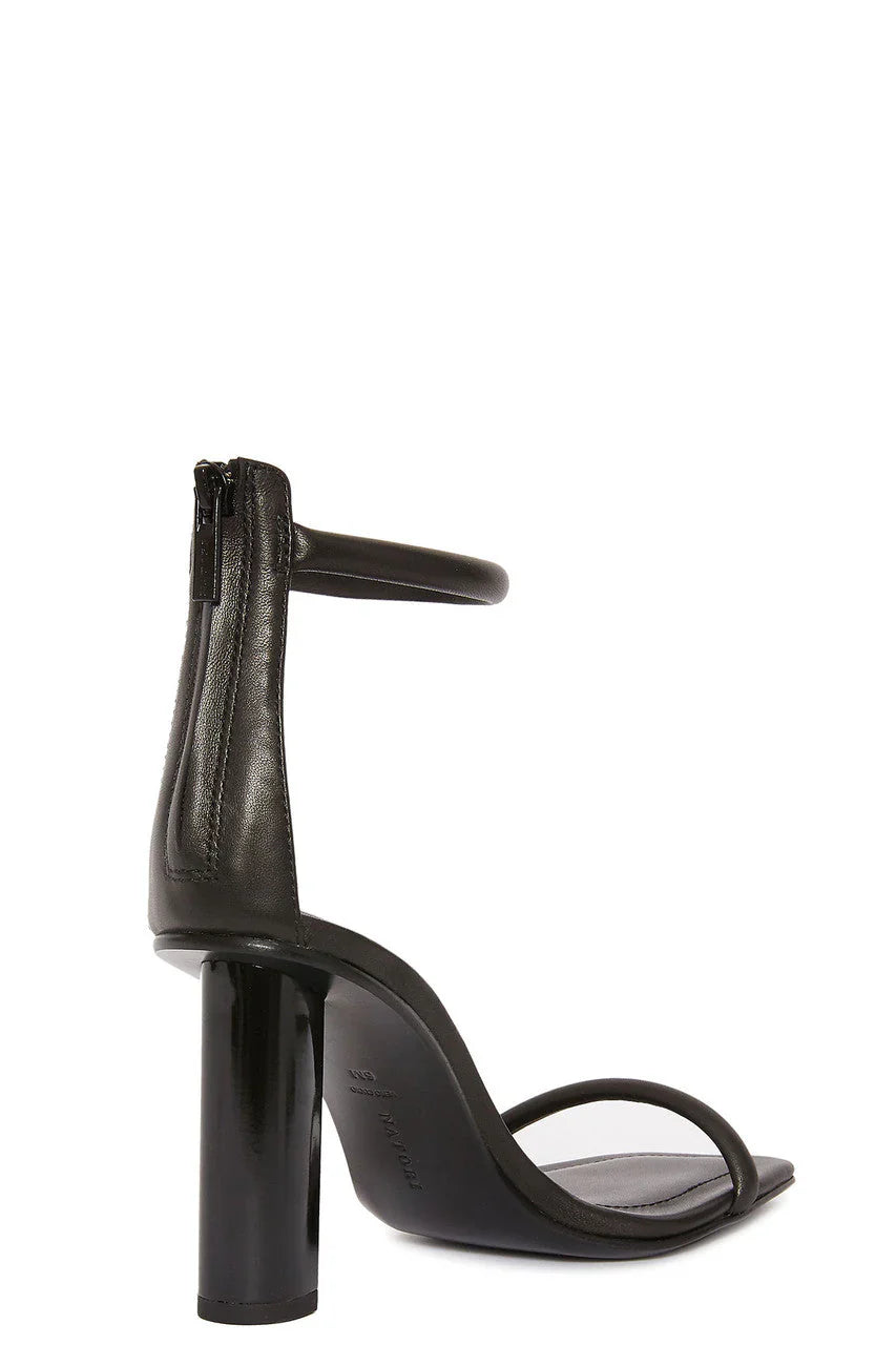 Natori Glow Nappa Leather Block Heel Sandal - Black