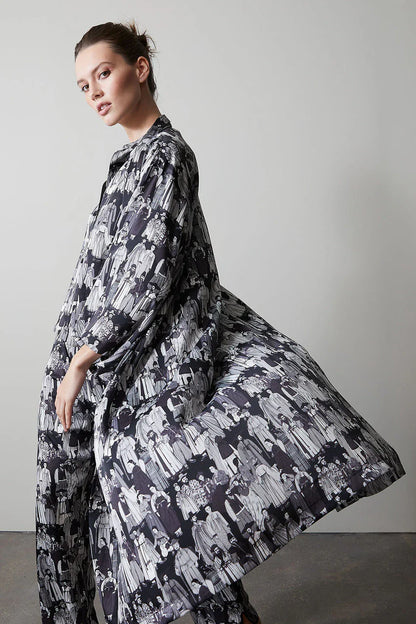 Natori Dynasty Robe - Black/Grey