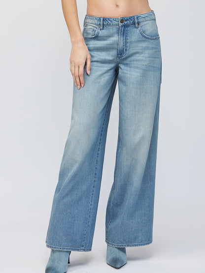 Ruby & Jenna Women's High Rise Wide Leg Pant