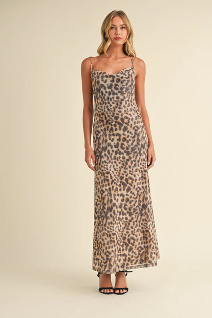 Ruby & Jenna Women's Printed Mesh Maxi Dress