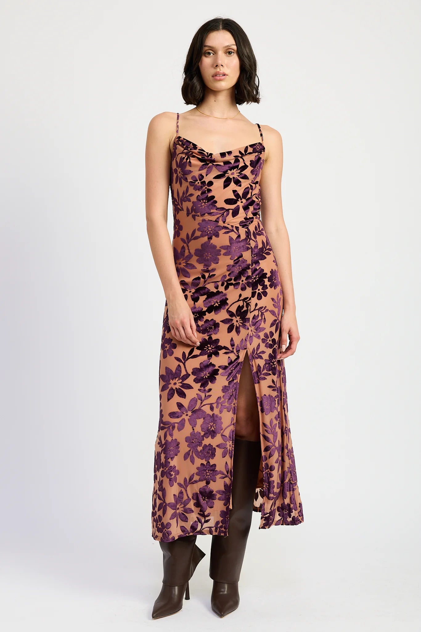 Ruby & Jenna Women's Cowl Neckline Maxi Dress