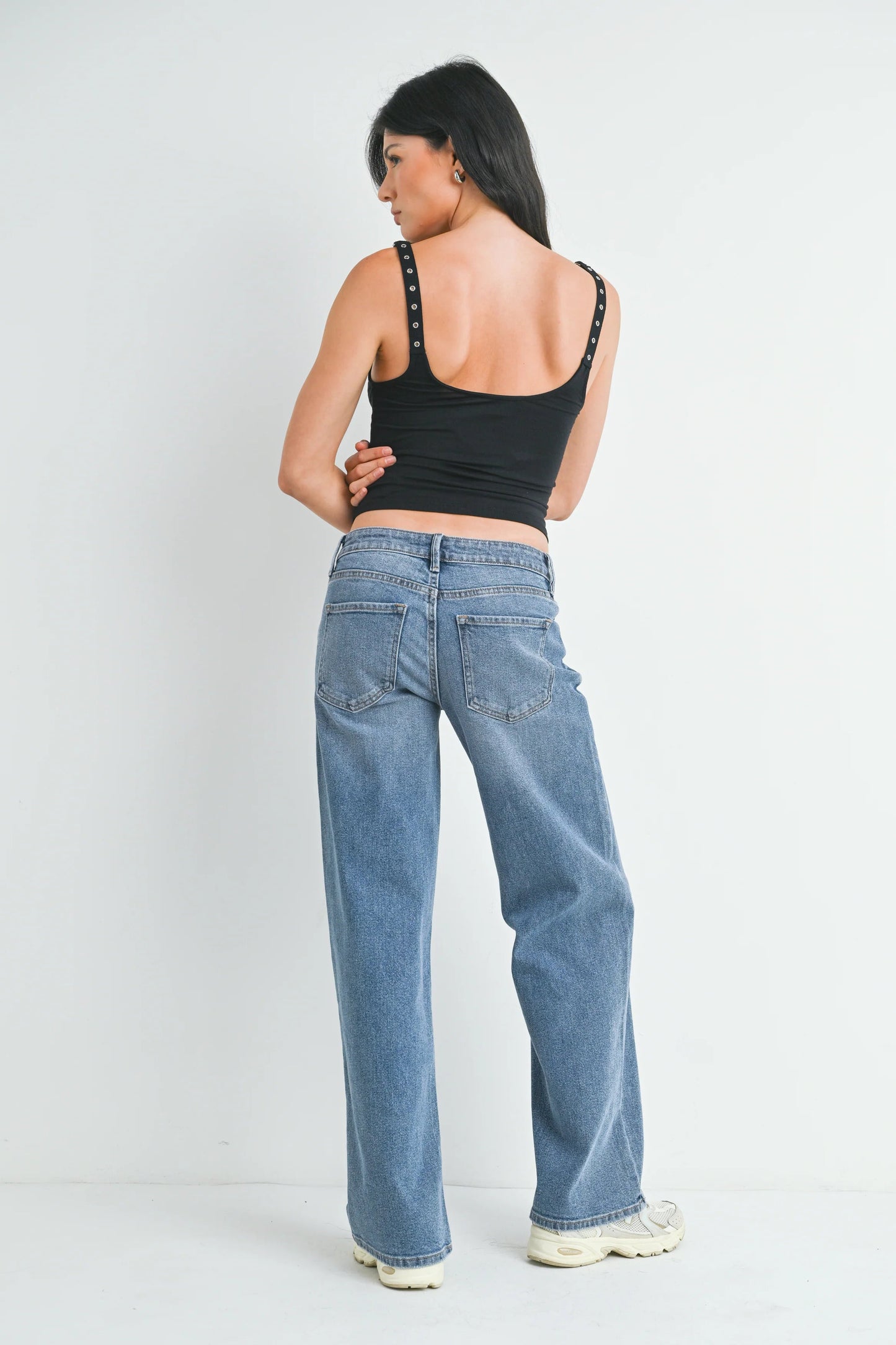 Ruby & Jenna Women's Just Black - Low Rise Baggy Jean