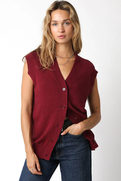 Ruby & Jenna Women's Buttondown Sweater Vest