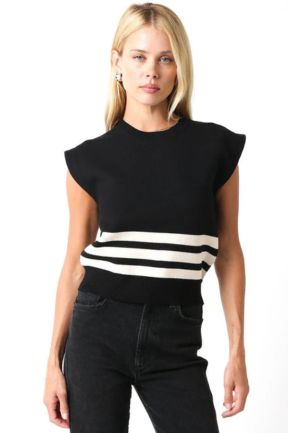 Ruby & Jenna Women's Stripe Bottom Sweater Vest