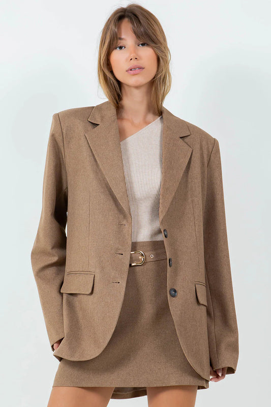 Ruby & Jenna Women's Oversized Padded Blazer