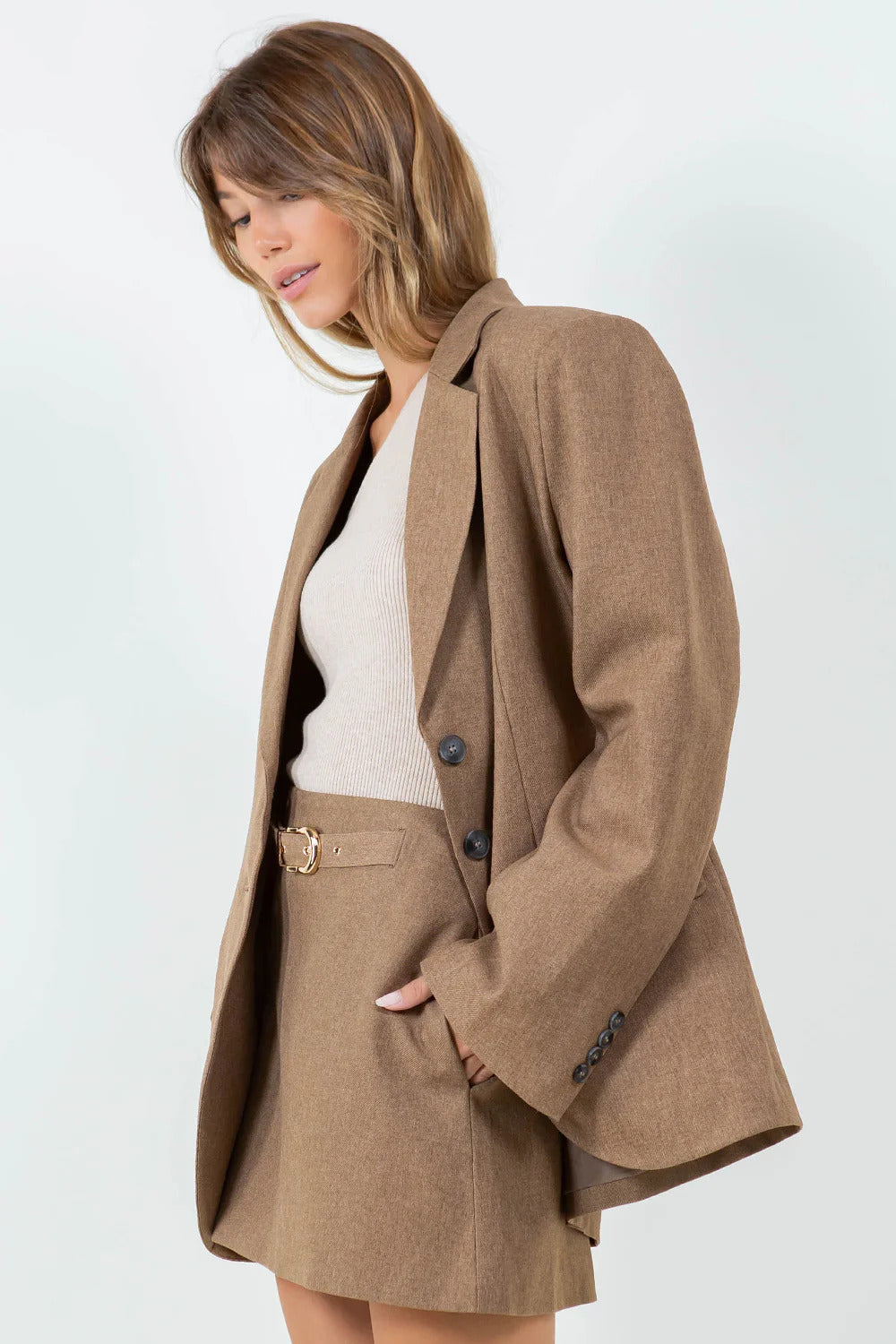 Ruby & Jenna Women's Oversized Padded Blazer