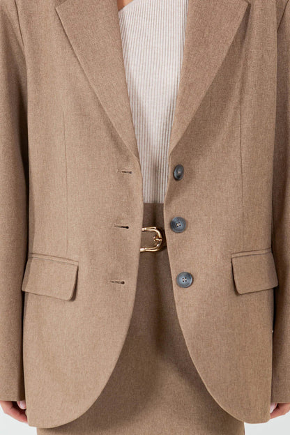 Ruby & Jenna Women's Oversized Padded Blazer