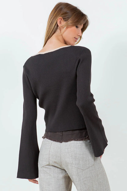 Ruby & Jenna Women's Bow Trim Cardigan