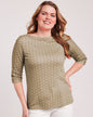 BLAIR Women's Tops Three-Quarter Sleeve Criss-Cross Sailor Top 2 (Misses) - x4