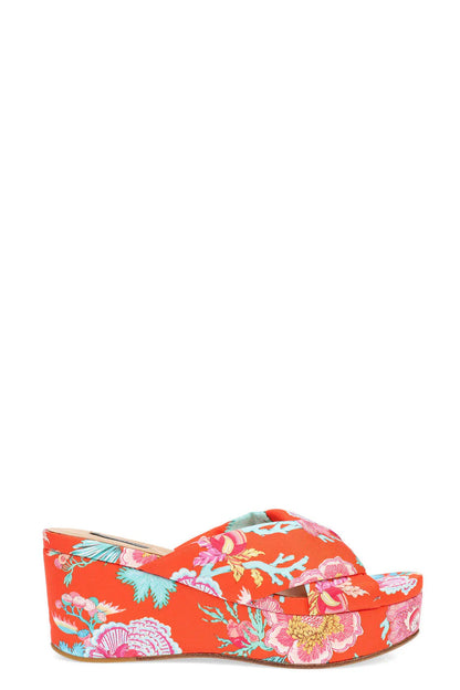 Natori Lanna Nappa Leather Platform Thong Sandals - Orange
