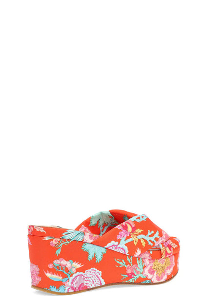 Natori Lanna Nappa Leather Platform Thong Sandals - Orange