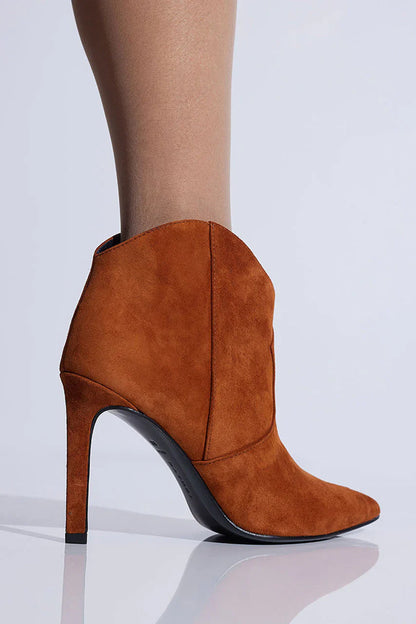 Natori Leiko Suede Heel Bootie - Cognac