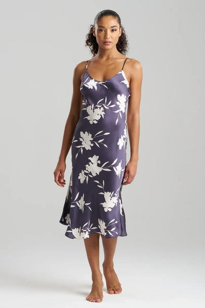 NATORI Lily Printed Satin Icon Slip Dress 2