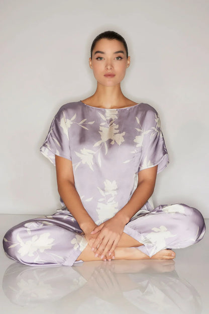 NATORI Lily Printed Satin Icon Short Sleeve PJ