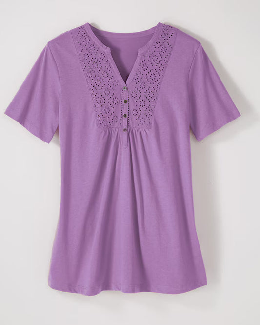 BLAIR Haband Women’s Eyelet Henley Knit Tunic 2 (Petite) - x4