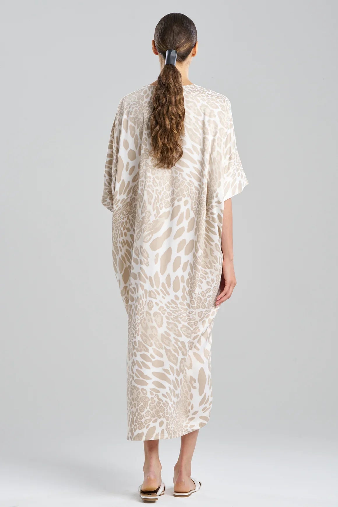 NATORI Luxe Leopard Zip Caftan - Sand Taupe