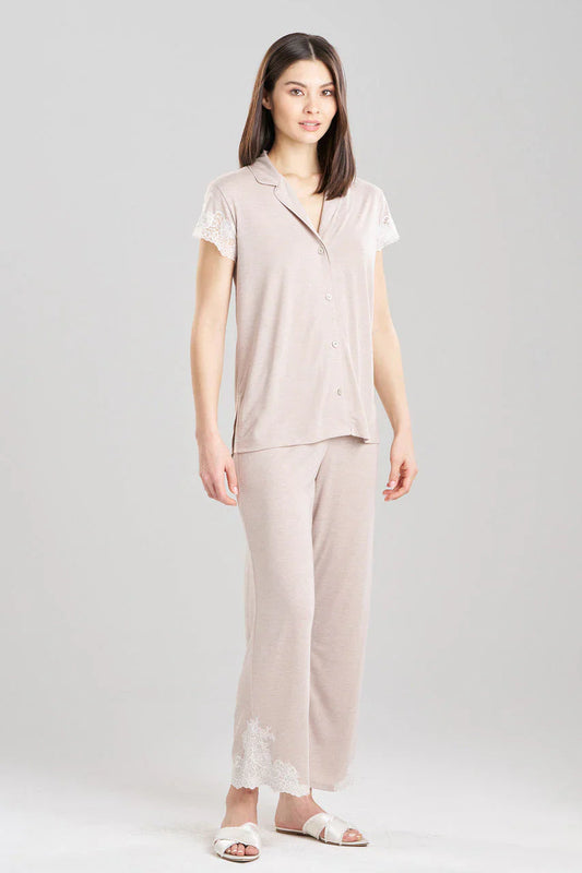 Natori Luxe Shangri-La TENCEL Notch PJ - Heather Cashmere