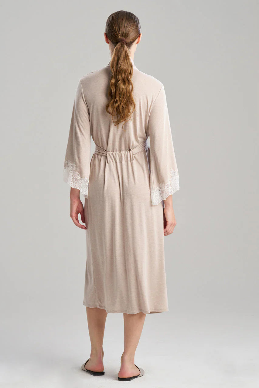 Natori Luxe Shangri-la TENCEL Robe - Heather Cashmere/Ivory