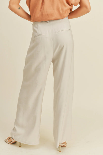 Ruby & Jenna Women's High Waisted Wide Leg Trousers