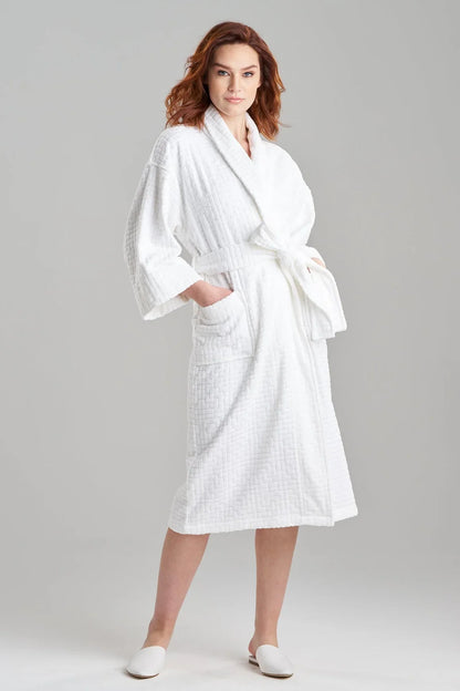 Natori Maze Cotton Spa Robe - White