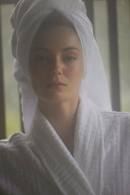 Natori Maze Cotton Spa Robe - White