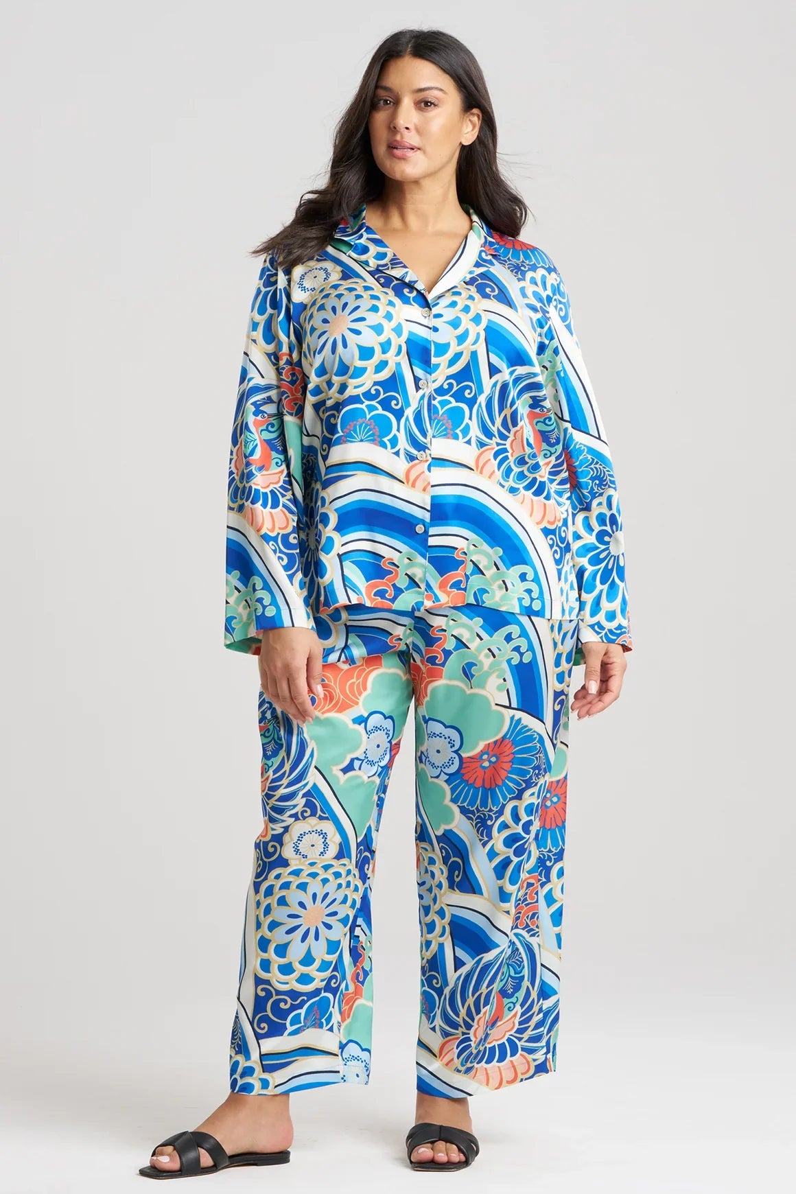 NATORI Medallion Notch Button Front PJ