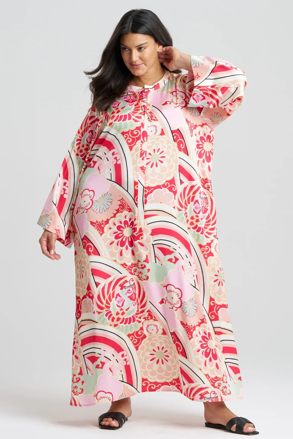 NATORI Medallion Zip Caftan - Pink