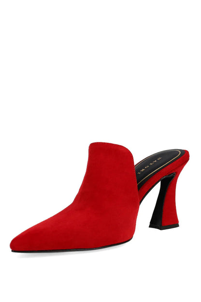 Natori Minh Suede Heel Mule - Brocade Red