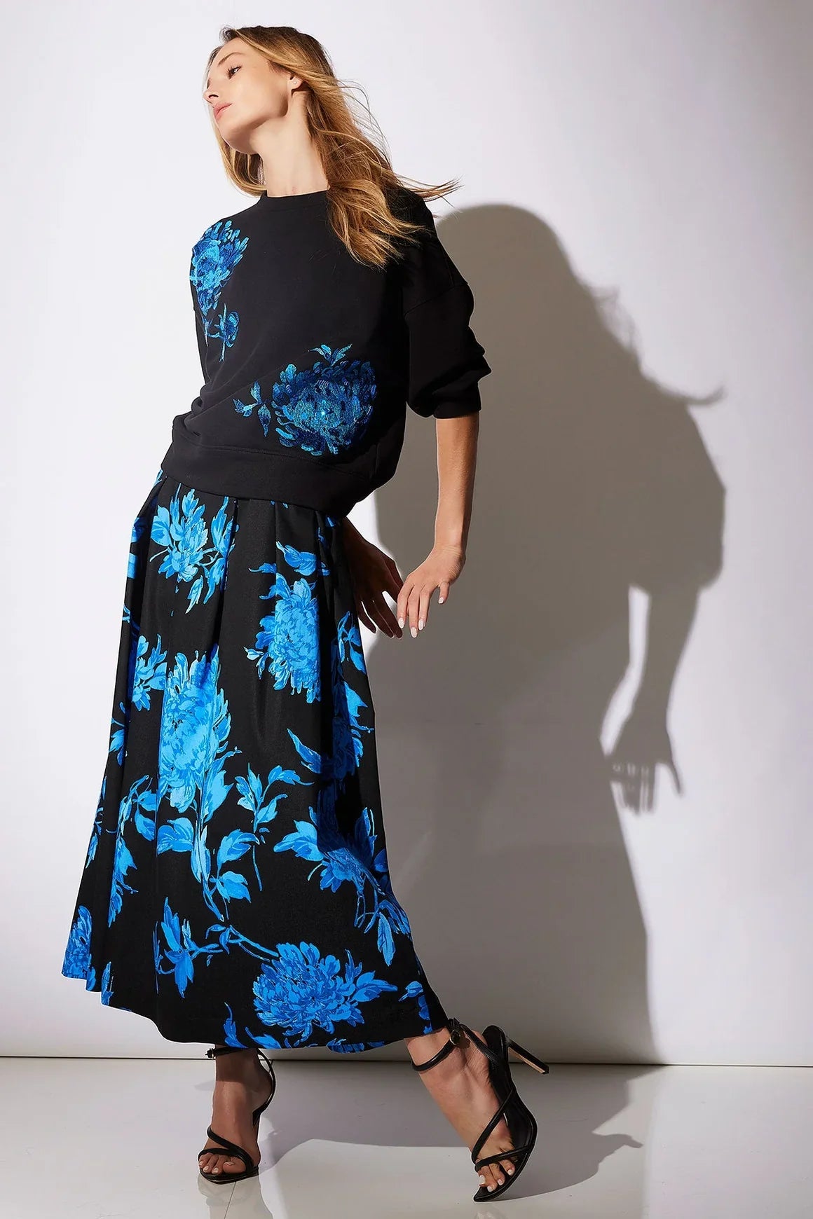 NATORI Miyako Printed Cotton Chino Maxi Skirt